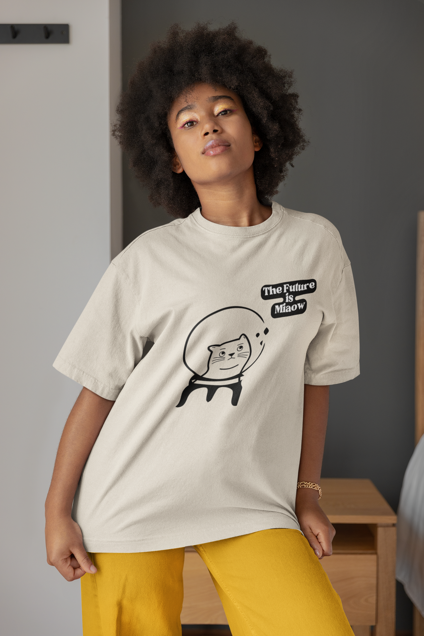 T-shirt Middle sleeve, Oversize, The Future is miaow