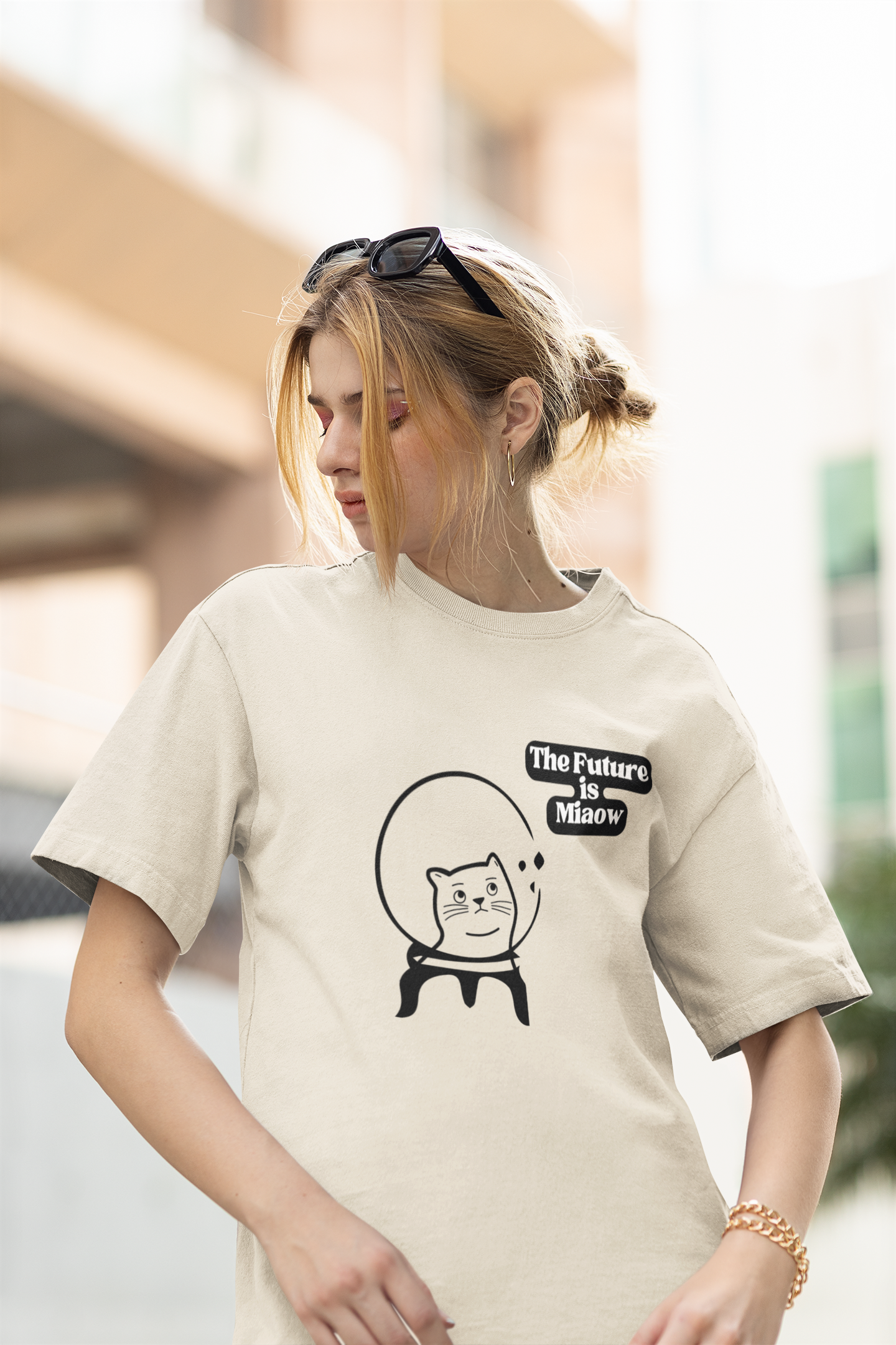 T-shirt Middle sleeve, Oversize, The Future is miaow